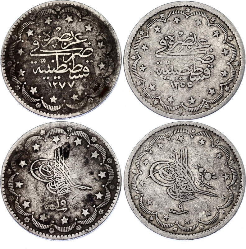 Ottoman Empire 2 x 20 Kurus 1847 - 1874 AH 1255 - 1277
KM# 675, 693; Silver; Ab...