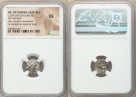 EUBOEA. Histiaea. Ca. 3rd-2nd centuries BC. AR tetrobol (13mm, 11h). NGC XF. Head of nymph right, wearing vine-leaf crown, earring and necklace / IΣTI...