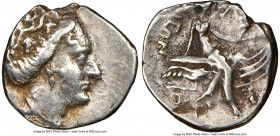 EUBOEA. Histiaea. Ca. 3rd-2nd centuries BC. AR tetrobol (15mm, 11h). NGC Choice VF. Head of nymph right, wearing vine-leaf crown, earring and necklace...