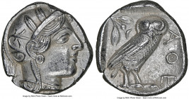 ATTICA. Athens. Ca. 440-404 BC. AR tetradrachm (24mm, 17.14 gm, 8h). NGC Choice AU 5/5 - 4/5. Mid-mass coinage issue. Head of Athena right, wearing ea...