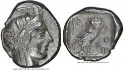 ATTICA. Athens. Ca. 440-404 BC. AR tetradrachm (25mm, 17.16 gm, 10h). NGC AU 5/5 - 4/5. Mid-mass coinage issue. Head of Athena right, wearing earring,...