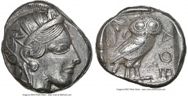 ATTICA. Athens. Ca. 440-404 BC. AR tetradrachm (24mm, 17.16 gm, 4h). NGC AU 5/5 - 4/5. Mid-mass coinage issue. Head of Athena right, wearing earring, ...