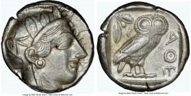 ATTICA. Athens. Ca. 440-404 BC. AR tetradrachm (23mm, 17.20 gm, 4h). NGC Choice XF 5/5 - 5/5. Mid-mass coinage issue. Head of Athena right, wearing ea...