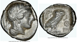 ATTICA. Athens. Ca. 440-404 BC. AR tetradrachm (25mm, 17.17 gm, 10h). NGC XF 5/5 - 4/5. Mid-mass coinage issue. Head of Athena right, wearing earring,...