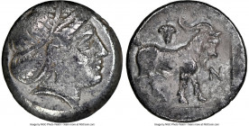 TROAS. Antandrus. Ca. 425-375 BC. AR trihemiobol or diobol(?) (11mm, 6h). NGC XF. Head of Artemis Astyrene right, wearing double taenia and pendant ea...