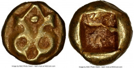 IONIA. Uncertain mint. Ca. 625-550 BC. EL 1/24 stater or myshemihecte (6mm, 0.57 gm). NGC Choice VF 4/5 - 5/5. Lydo-Milesian standard. Symmetrical geo...
