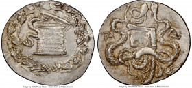 PHRYGIA. Apameia. Ca. 166-133 BC. AR cistophorus (27mm, 12.76 gm, 1h). NGC AU 4/5 - 3/5, brushed. Ca. 150-140 BC. Cista mystica with serpent; all with...