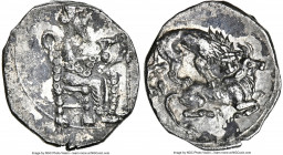 CILICIA. Myriandrus. Mazaeus, as Satrap (ca. 361-328 BC). AR obol (10mm, 1h). NGC Choice XF. Baaltars seated right, with lotus in right hand, scepter ...