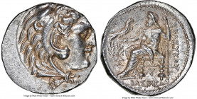SELEUCID KINGDOM. Seleucus I Nicator (312-281 BC). AR tetradrachm (26mm, 17.06 gm, 2h). NGC Choice AU 3/5 - 4/5, overstruck. Posthumous issue in the t...
