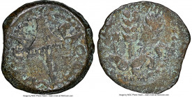 JUDAEA. Herodians. Herod Agrippa I (AD 37-44). AE prutah (17mm, 11h). NGC Choice Fine. Dated Regnal Year 6, under Claudius I (AD 41/2). BACIΛEΩC AΓPIΠ...