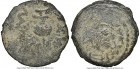 JUDAEA. The Jewish War (AD 66-70). AE prutah (18mm, 6h). NGC (ungraded) Fine. Jerusalem, Year 2 (AD 67/8). Year two (Paleo-Hebrew), amphora with broad...