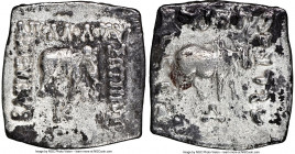 INDO-GREEK KINGDOMS. Bactria. Apollodotus I Soter (ca. 174-165 BC). AR Indic square drachm (16mm, 12h). NGC VF. Uncertain mint in the Paropamisadai or...