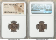 INDO-GREEK KINGDOMS. Bactria. Menander I Soter (ca. 155-130 BC). AR Indic drachm (18mm, 11h). NGC XF. Uncertain mint in the Paropamisadai or Gandhara....