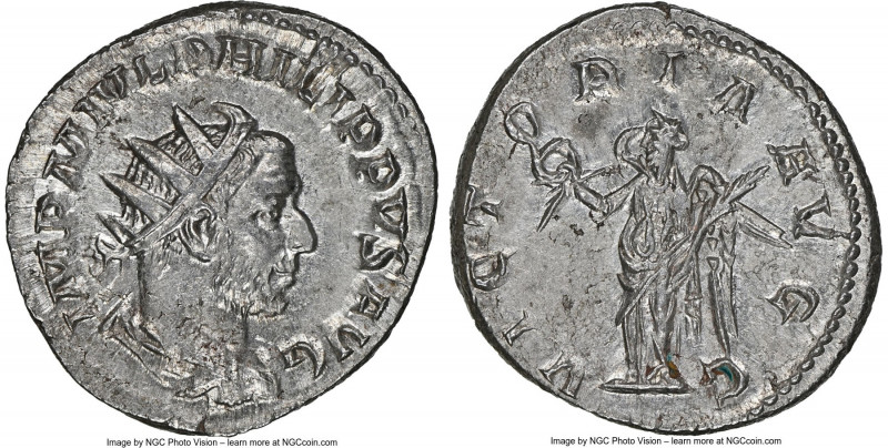 Philip I (AD 244-249). AR antoninianus (21mm, 4.65 gm, 6h). NGC MS 5/5 - 4/5. Ro...