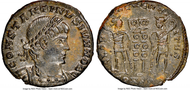 Constantine II, as Caesar (AD 337-340). AE3 or BI nummus (18mm, 12h). NGC MS. Co...