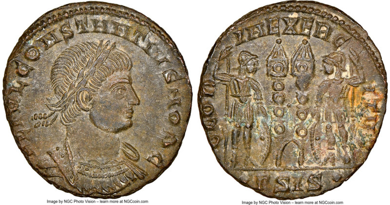 Constantius II, as Caesar (AD 337-361). AE3 or BI nummus (17mm, 12h). NGC MS. Si...