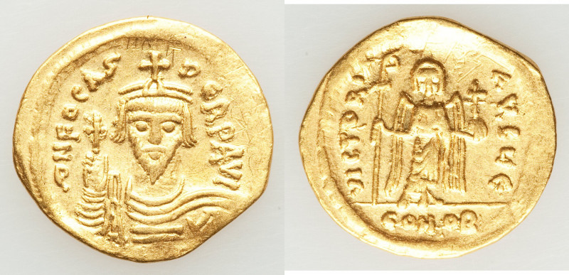 Phocas (AD 602-610). AV solidus (21mm, 4.34 gm, 6h). XF, graffiti. Constantinopl...