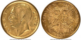 Zog I gold 10 Franga Ari 1927-R MS62 NGC, Rome mint, KM9. Mintage: 6,000. Scarce one year type. 

HID09801242017

© 2020 Heritage Auctions | All R...