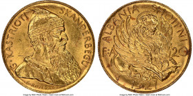 Zog I gold "Prince Skanderbeg" 20 Franga Ari 1927-V MS64 NGC, Vienna mint, KM12. Mintage: 5,053. 

HID09801242017

© 2020 Heritage Auctions | All ...