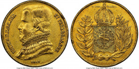 Pedro II gold 20000 Reis 1849 XF45 NGC, Rio de Janeiro mint, KM461. Mintage: 8,464. First year and lowest mintage of three year type. AGW 0.5286 oz. ...