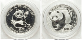 People's Republic platinum Proof Panda 100 Yuan (1/10 oz) 2002, KM1415. Commemorates 20th Anniversary of the gold Panda. Comes with case of issue and ...
