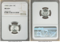 Republic 10 Centavos 1948 MS64+ NGC, Philadelphia mint, KM-A12. Awash in white fields of whirling luster. 

HID09801242017

© 2020 Heritage Auctio...