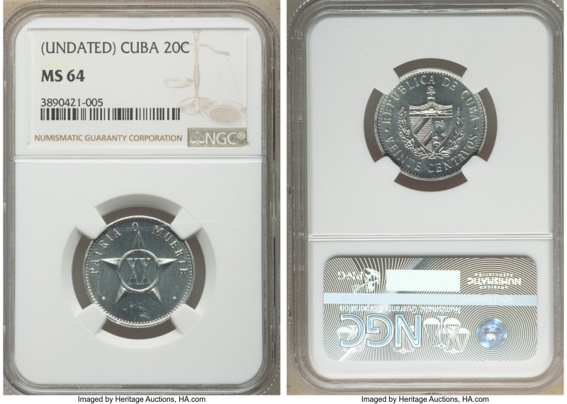 Republic 20 Centavos ND (1980) MS64 NGC, KM35.2. KM35.2. Undated. PATRIA O MUERT...