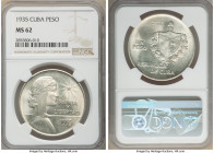Republic "ABC" Peso 1935 MS62 NGC, Philadelphia mint, KM22. Saffron toned with mint bloom luster. 

HID09801242017

© 2020 Heritage Auctions | All...