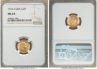 Republic gold 2 Pesos 1916 MS64 NGC, Philadelphia mint, KM17. Two year type. Satin surfaces with blush colored toning. 

HID09801242017

© 2020 He...