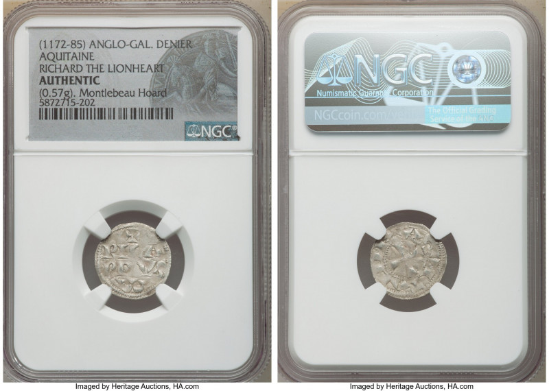 Anglo-Gallic. Richard I, the Lionheart Denier ND (1172-1185) Authentic NGC, Aqui...