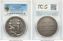 "Opening of the Suez Canal" silver Specimen Medal 1869-Dated SP62 PCGS, Divo-606. 42mm. By O. Roty. L'EPARGNE FRANCAISE PRE PART LA PAIX DV MONDE Fort...