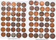 70-Piece Lot of Uncertified Assorted copper Issues, Unattributed lot of farthings & half pennies (see photos). Average grade VG/Fine with many cleaned...