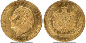 Nicholas I gold 20 Perpera 1910 MS61 NGC, KM11. Golden anniversary of the Accession of King Nikola I. 

HID09801242017

© 2020 Heritage Auctions |...