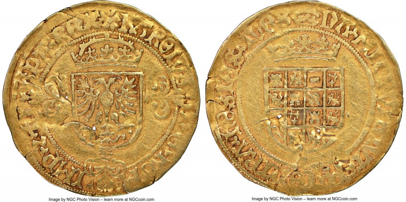 Holland. Charles V gold 1/2 Real d'Or ND (1506-1555) XF40 NGC, Dordrecht mint, F...