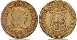 Ferdinand VI gold 1/2 Escudo 1758 S-JV VF30 NGC, Seville mint, KM374. Rosettes. 

HID09801242017

© 2020 Heritage Auctions | All Rights Reserved