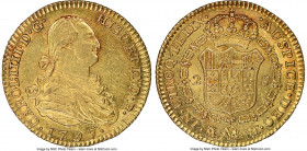 Charles IV gold 2 Escudos 1797 M-MF AU58 NGC, Madrid mint, KM435.1. Merlot toning contrasting nicely with the satin gold surfaces. 

HID09801242017...