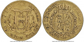 Ferdinand VII gold "Proclamation" Medal of 1/2 Escudo 1808 XF40 NGC, Madrid mint, Cal-359. ACCLAM-AVGVSTA MATR 24 AVG 1808 radiant star above monogram...