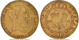 Ferdinand VII gold "De Vellon" 160 Reales 1822 M-SR VF Details (Obverse Cleaned) NGC, Madrid mint, KM565, Fr-320. 

HID09801242017

© 2020 Heritag...