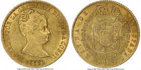 Isabel II gold "De Vellon" 80 Reales 1844 B-PS AU58 NGC, Barcelona mint, KM-A579. Small bust. 

HID09801242017

© 2020 Heritage Auctions | All Rig...