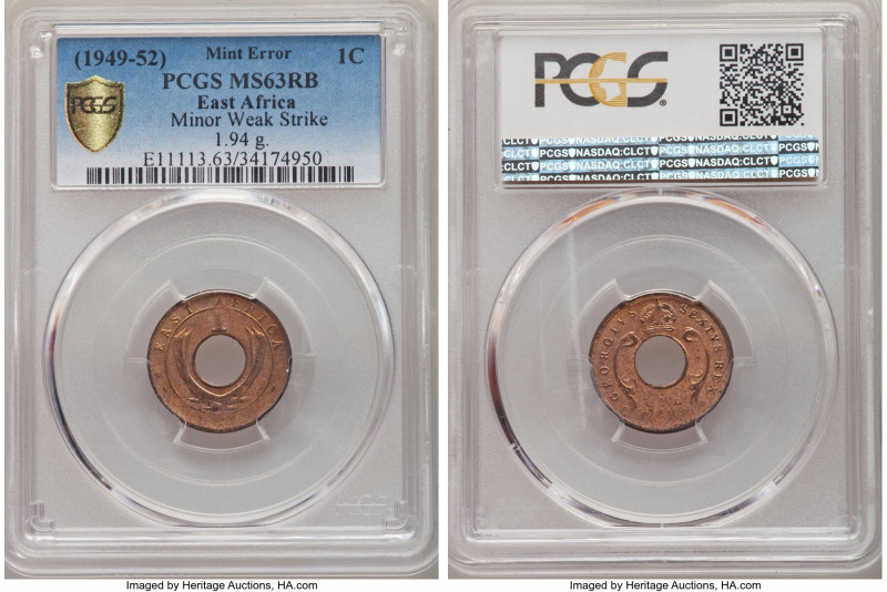 4-Piece Lot of Certified Mint Errors PCGS, 1) East Africa: British Colony. Georg...