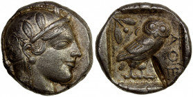 ATTICA: Athens, AR tetradrachm (17.32g), 454-440 BC, S-2526, HGC-4/1597, helmeted bust of Athena right // owl standing right with head facing, olive s...