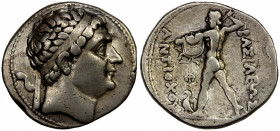 BACTRIA: Diodotos I Soter, ca. 256-235 BC, AR tetradrachm (16.38g), Mint A (near Aï Khanoum), Bop-2E, SC-631, HGC-9/244 (Antiochos II), in the name of...