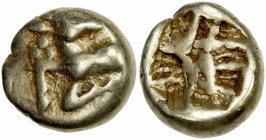 IONIA: Ephesos, Phanes, EL myshemihekte (1/24th stater) (0.56g), ca. 625-600 BC, SNG Kayhan-1219, forepart of stag left, head right, three pellets to ...