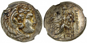 MACEDONIAN KINGDOM: Alexander III "the Great", 336-323 BC, AR drachm (4.27g), Sardes, 324/3 BC, Price-2563, struck under Menander, head of Herakles ri...