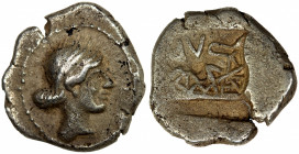 THESSALY: Larissa, AR obol (1.02g), ca. 479-465 BC, SNG Ashmolean-3843, BCD II-139 & 348.2 (same dies), Hermann Group 1c plate I/4, head of the nymph ...