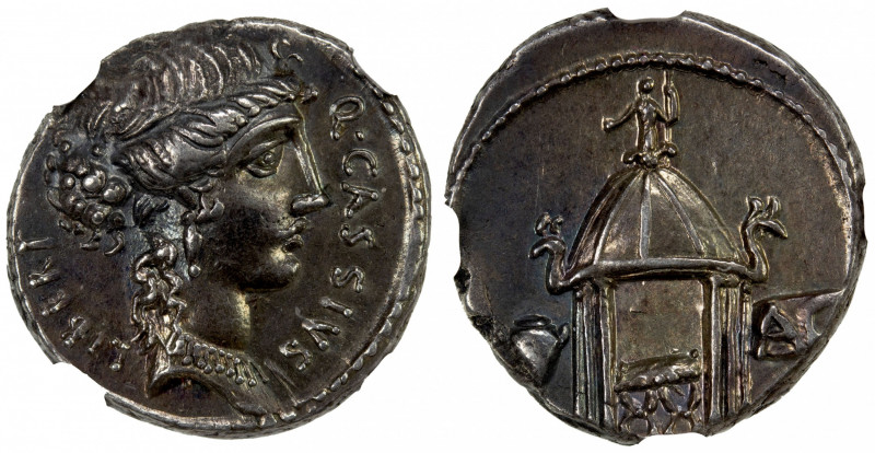 ROMAN REPUBLIC: Q. Cassius Longinus, AR denarius (3.99g), Rome, 55 BC, Crawford-...