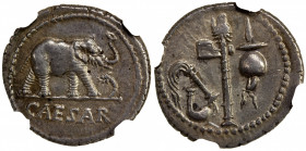 ROMAN IMPERATORIAL PERIOD: Julius Caesar, AR denarius (3.88g), travelling military mint, 49 BC, Crawford-443/1, Sydenham-1006, elephant advancing righ...