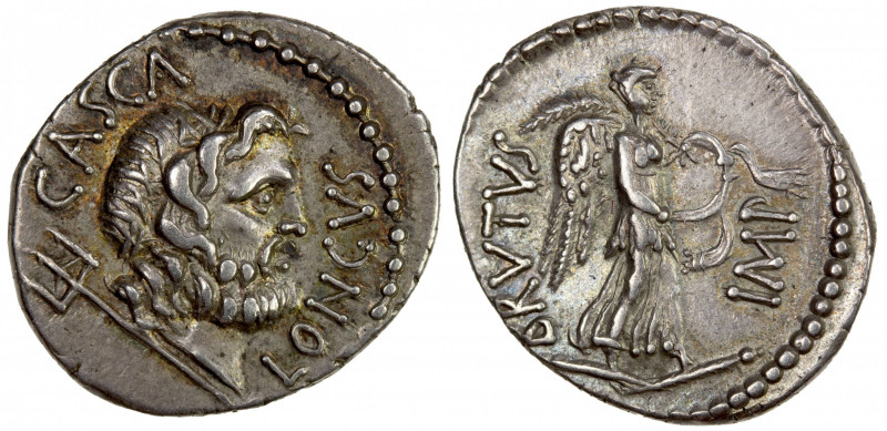 ROMAN IMPERATORIAL PERIOD: Brutus, AR denarius (3.80g), travelling military mint...