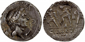 ROMAN IMPERATORIAL PERIOD: Sextus Pompey, AR denarius (3.89g), uncertain Sicilian mint, 42-40 BC, Crawford-511/3a, Sydenham-1344, bare head of Pompey ...