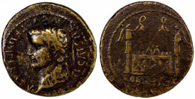 ROMAN EMPIRE: Tiberius, as caesar, 4-14 AD, AE dupondius (12.29g), Lugdunum (Lyon), 8-10 AD, RIC-236B, laureate head of Tiberius left, TI CAESAR AVGVS...
